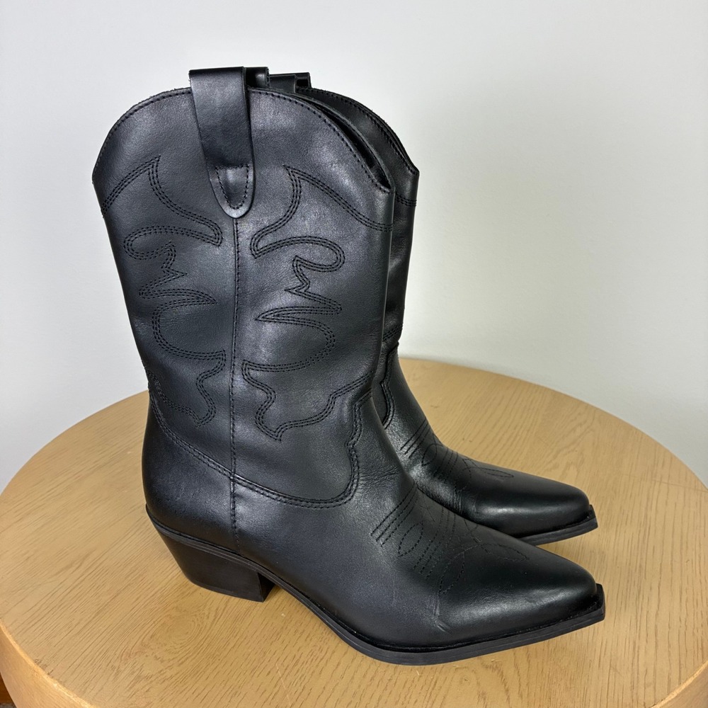 Steve Madden Leather Western Cowboy Boots Pointed Toe Women's 9 Boho Cowgirl